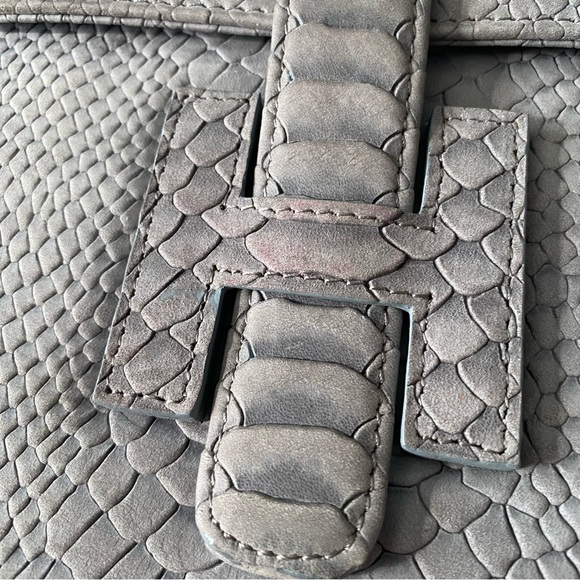 Ashneil Alligator Grey Suede Clutch Shoulder Bag